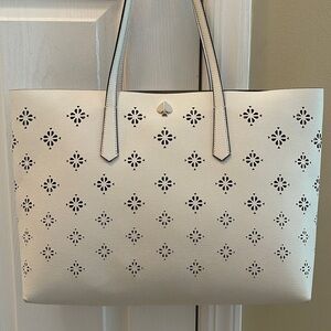 KATE SPADE tote with laser cut floral design - off white - NEW without tags